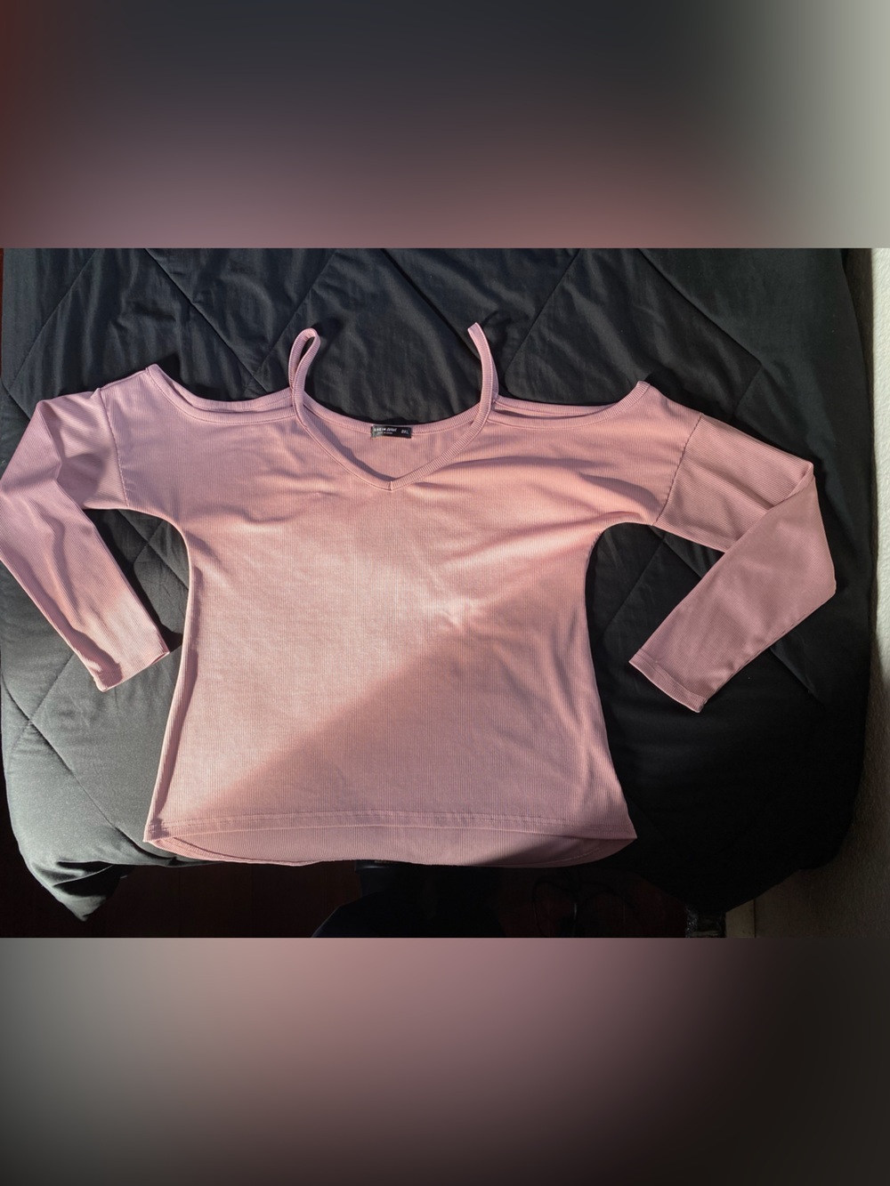 SHEIN Dusty Rose Cold-Shoulder Long Sleeve Top